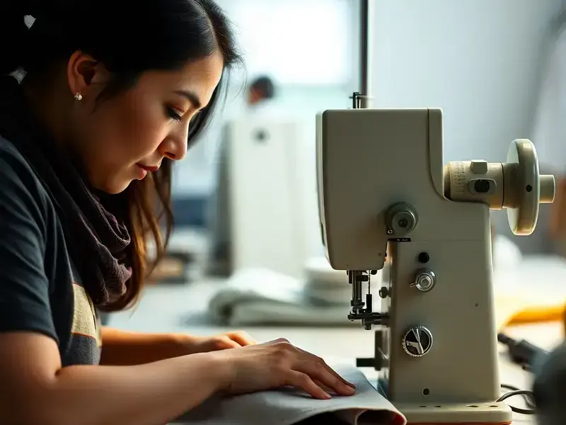 Sewing workshop with craftspeople at work